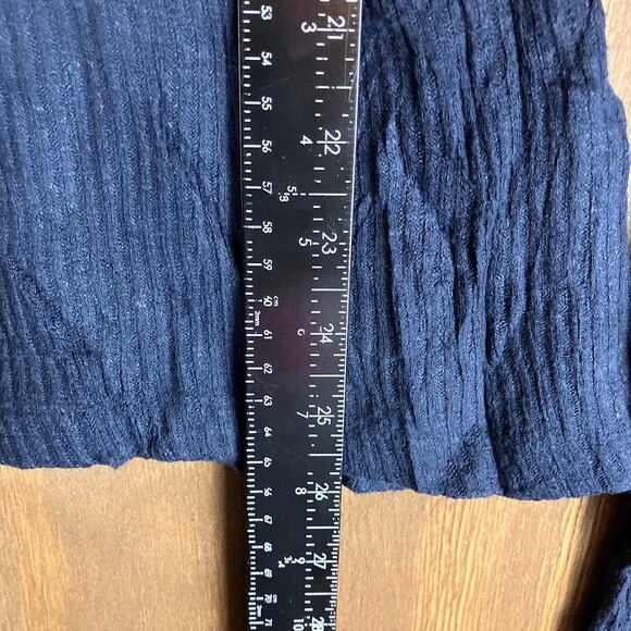 J Crew Womens Sweater Blue Ribbed Mock Neck Button Shoulder Stretch Large - Picture 9 of 12